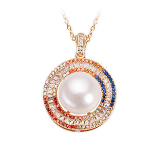 Wholesale Shanxia Lake Jewelry Simple White Flat <b>Pearl</b> with Zircon Freshwater True <b>Pearl</b> Necklace Clavicle Chain <b>Pendant</b> <b>Charms</b> - Product Image 5