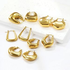 Boucles d'oreilles géométriques en forme de U, en acier inoxydable doré, bijoux de mode pour femmes, légères, design imperméable - Product Image 1