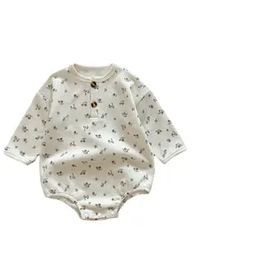 INS style soft breathable knitted cotton boys girls long sleeve summer spring autumn baby romper