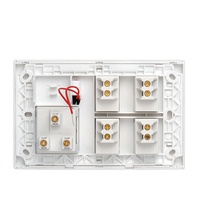 Prise murale électrique 3 broches BS UK standard avec protection enfant et interrupteur mural de contrôle de la lumière à bouton-poussoir 2 gangs avec indicateur