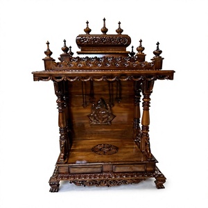 Mandir de teca maciza para el hogar, tradicional, tamaño personalizado, acabado en marrón oscuro, templo para decoración del hogar. - Product Image 4