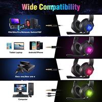 Échantillon gratuit Onikuma K19 Casque de jeu filaire élégant RGB Bass HD avec microphone pour joueur PS4