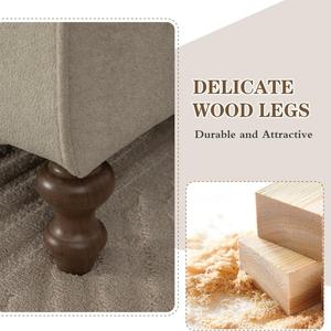 Panca imbottita moderna all'ingrosso, pouf in tessuto trapuntato, poggiapiedi per letto con braccioli arrotolati per camera da letto - Product Image 4