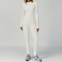 Veste de yoga sans coutures à col montant, coupe ajustée, amincissante, coupe-vent pour activités de plein air, course à pied et fitness, ensemble 2 pièces