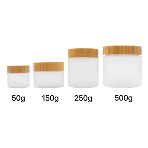 Envase de paquete de crema facial cosmética vacía para ojos, 50g, 150g, 250g, tarro de plástico transparente para el cuidado de la piel de ámbar esmerilado con tapa de Bambú - Product Image 2