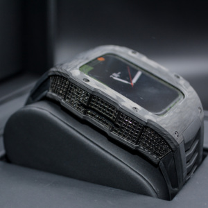 Boîtier en fibre de carbone RM pour Apple <span class=keywords><strong>Watch</strong></span>, série 8 6 <span class=keywords><strong>7</strong></span> SE, avec pierre de diamant noir de luxe, usiné par CNC - Product Image 3