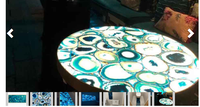 Panneau mural moderne en agate polie, pierre de cristal bleue rétroéclairée, carreaux de sol en pierre naturelle, pierres précieuses, luxe, salon, cuisine