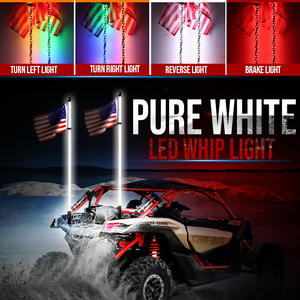 Lampes LED Whip RGB+W Pure White de 2 à 6 pieds avec application et télécommande pour SXS UTV ATV Polaris RZR <span class=keywords><strong>Canam</strong></span> X3 Maverick Jeep 4X4 - Product Image 5