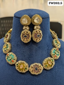Conjunto de Collar y Aretes para Mujer, Diseño Vintage, Regalo para Boda, Compromiso o Fiesta, Joyería de Latón Chapado en Oro, a la Moda - Product Image 3