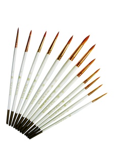 Pinceaux à manche en bois de cheveux en nylon de forme ronde 12 pièces pour la peinture à l'huile acrylique et à l'aquarelle de l'<span class=keywords><strong>artiste</strong></span> - Product Image 2