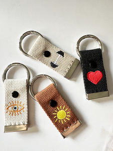 Thời trang vải bông vành đai vải cá nhân Ba lô mặt dây đeo cổ tay thêu Keychain - Product Image 3