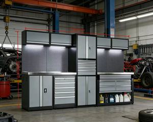 Armoire à outils métallique personnalisable pour atelier, en acier à fermeture amortie, idéale pour atelier, <span class=keywords><strong>garage</strong></span>, quincaillerie et mobilier - Product Image 2