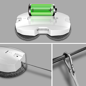 Robot de nettoyage de vitres électrique Fmart T8 <span class=keywords><strong>Pro</strong></span>, moteur sans balais, double tampons rotatifs, 20 min d'autonomie, corde de sécurité de 4 m, entièrement domestique - Product Image 5