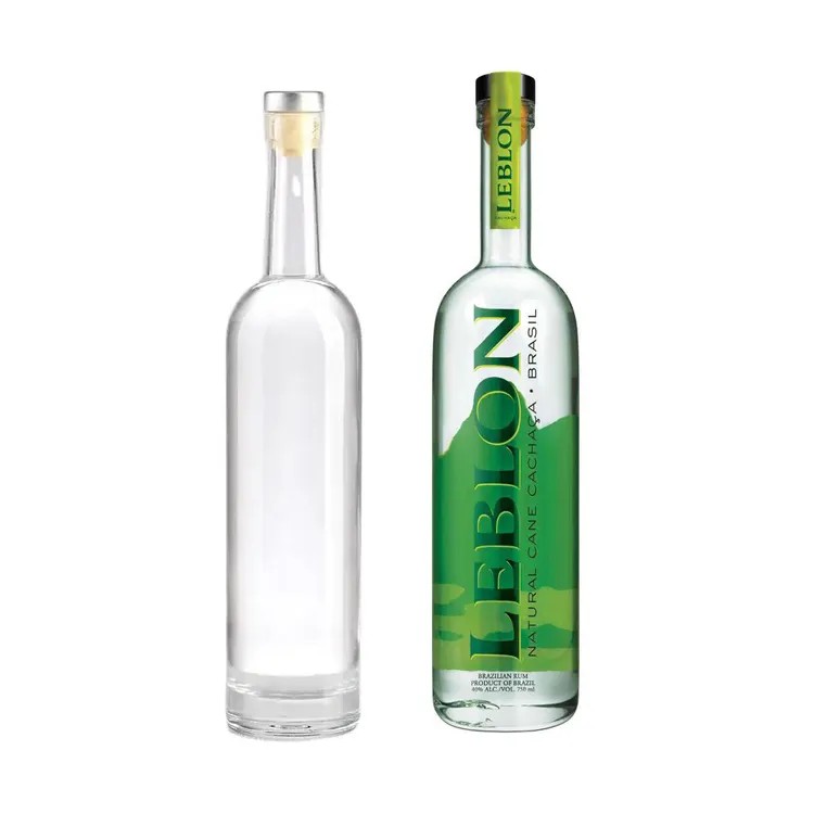 custom Factory wholesale empty 500ml 700ml glass liquor bottle with cork 750ml whiskey vodka glass bottle