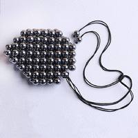 Masque pour les yeux en pierre de térahertz naturelle, perles rondes, cordon noir réglable, fait main, tressé, pierre énergétique pour le soin des yeux