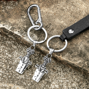 Porte-clés Viking Nordique yunnique en Acier Inoxydable avec Cordon en Cuir, Bijou pour Homme, Vente Transfrontalière - Product Image 1