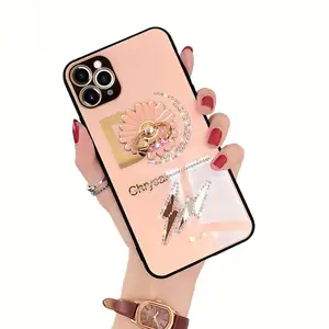 Diamond mobile phone back cover case for iphone 15 case electroplate TPU high quality for lady