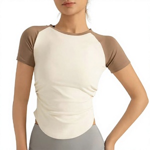 T-shirt en coton à manches raglan pour femme, col rond décontracté, manches courtes, respirant, confortable, haut de tous les jours - Product Image 2