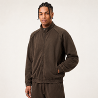 Sweat-shirt zippé en molleton pur coton 430 GSM, col montant, coupe ample, poids lourd, pour homme, style décontracté américain, vente en gros