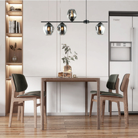 Plafonnier suspendu en métal noir de forme nordique moderne, lampe en verre, lampe de Table à manger, lampe suspendue décorative