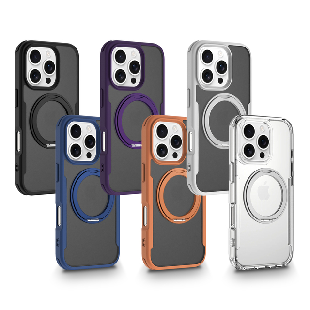 Factory Slim Waist Skin Feel Translucent Color Shockproof Strong Magnetic Bracket 360 Degree Rotatable Phone case for iPhone 16