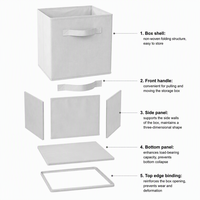 Boîte de rangement pliable en tissu non tissé avec poignée, bac de rangement pliable pour vêtements, chaussures, maison