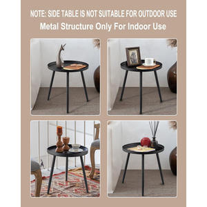 Petite table d'appoint <span class=keywords><strong>à</strong></span> 3 pieds noir mat pour le <span class=keywords><strong>salon</strong></span> et la <span class=keywords><strong>salle</strong></span> <span class=keywords><strong>à</strong></span> <span class=keywords><strong>manger</strong></span> pour les petits espaces tous usages intérieurs - Product Image 2