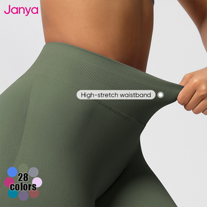 Janya, mallas deportivas sólidas para mujer, transpirables, de cintura alta, para entrenamiento de glúteos, pantalones de Fitness, mallas de Yoga para gimnasio sin costuras - Product Image 3