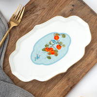 Assiette de service en porcelaine fine pour cérémonie du thé, plateau de collation irrégulier pour la maison