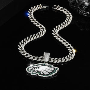 Collar de Cadena de Aleación Unisex con Colgante de los Philadelphia Eagles de 2.3 Pulgadas, Plateado, Chapado en Oro, <span class=keywords><strong>Serie</strong></span> Deportiva de Fútbol Americano, Gran Venta - Product Image 2