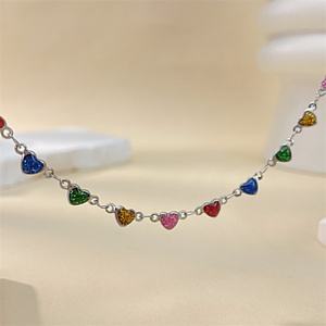 Joyería <span class=keywords><strong>de</strong></span> moda cadena corazón collares esmalte <span class=keywords><strong>amor</strong></span> colorido verano diseño Venta caliente mujeres señora collar - Product Image 3