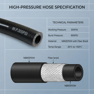 <span class=keywords><strong>Tuyau</strong></span> industriel flexible renforcé résistant aux hautes températures et à l'usure, pression de service de 300 PSI, <span class=keywords><strong>diamètre</strong></span> intérieur de 6 mm, pour le transfert de fluides - Product Image 6