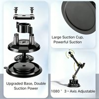 Support de téléphone et talkie-walkie pour voiture à ventouse rotative à 360°, robuste et très bien noté, avec base à vide stable pour fixation sur vitre de voiture