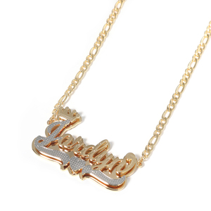 Fashion Stainless Steel Custom Name Cuban Double Plate Necklace Bracelet <strong>Set</strong> Crown Initial Braided <strong>Bangle</strong> Women Jewelry <strong>Set</strong> - Product Image 3