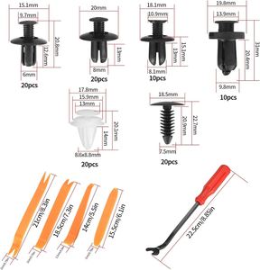 Universal <b>Car</b> Retainer <b>Clips</b> Plastic Fender <b>Clips</b> Set Pin Rivet With Panel Removal Tool - Product Image 2