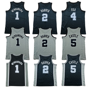 Camiseta <span class=keywords><strong>de</strong></span> Baloncesto Transpirable <span class=keywords><strong>de</strong></span> Alta Calidad para Hombre <span class=keywords><strong>San</strong></span> Antonio, Wembamyama Harper Fox Castle - Product Image 1