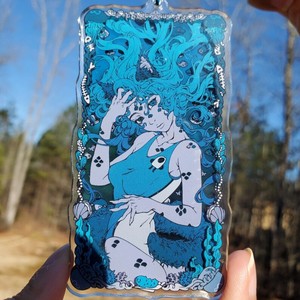 アクリルアイスクリームフォトフレーム カスタムアクリル＋チャーム リキッドオイル アニマルキーチェーン チャームシェイカー レジンアクリルキーホルダー - Product Image 1