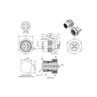 CE RoHS de alta calidad, venta al por mayor de fábrica, conector chapado en oro, 5 pines, M12, código D, enchufe blindado, montaje en Panel frontal, copa de soldadura IP67