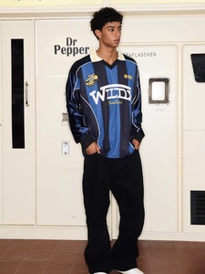 Fußball-Polo-Trikot mit individuellem Team-Logo, Patchwork-Streetwear, gestreift, Vintage, Hockey, Rugby, Sport, Langarm-Fußball-T-Shirts - Product Image 3