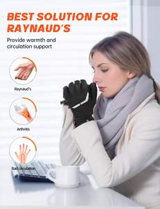 Gants chauffants pour hommes et femmes, gants de chauffage électrique à <span class=keywords><strong>batterie</strong></span> rechargeable à écran tactile, gants pour la main Raynaud's Winter Work Ski - Product Image 4