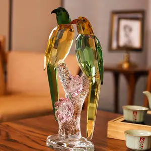 Mini oiseau coloré, ornement de décoration pour la maison, en cristal, Design mignon et fait à la main