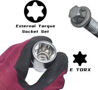Jeu de douilles étoiles femelles E-Torx MT-TOOLS durable de 14 pièces, bleu, garantie 1 an, compatible avec la plupart des voitures et Tesla, outils pour véhicules en acier