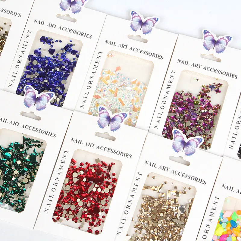 Gemengde Maten Vormen Nagel Glas Diamanten Nagels Kunst Strass Decoratie Nagel Steentjes