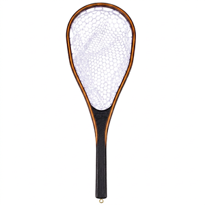 En gros Épuisette de pêche à la truite pour la capture et la libération, Épuisette de pêche à la mouche, Épuisette de pêche à cadre en bois avec maille en caoutchouc souple transparente - Product Image 1