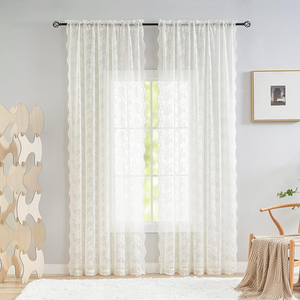 Tenda Trasparente in <span class=keywords><strong>Pizzo</strong></span> Floreale Stile <span class=keywords><strong>Francese</strong></span> Vintage con Bordo Ondulato, Tenda Filtrante <span class=keywords><strong>per</strong></span> Finestre di Soggiorno, Camera da Letto e Arredamento Casa - Product Image 2