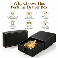 Boîte à parfum rigide en carton recyclé personnalisée, avec gaufrage 3D doré, revêtement UV, doublure en éponge, fermeture magnétique, cadeau de luxe durable
