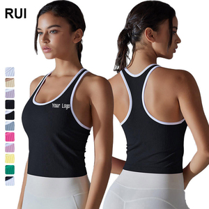 Mujeres transpirable Reversible acanalado Yoga desgaste gimnasio deportes chaleco peso ligero Fitness camisetas sin mangas cuello redondo sin mangas verano sujetador - Product Image 1