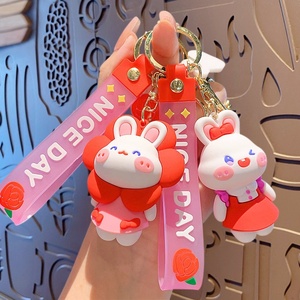 <span class=keywords><strong>Porte</strong></span>-clés <span class=keywords><strong>Original</strong></span> NICE DAY en PVC, motif lapin fleuri 3D, pendentif de sac créatif et exquis en alliage pour <span class=keywords><strong>femme</strong></span> - Product Image 1