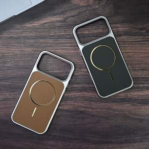 애플 17/17프로맥스/17에어 럭셔리 전기 도금 PU 소재 충격 방지 폰 케이스 아이폰 17 프로 남성용 PU 가죽 폰 케이스 - Product Image 3