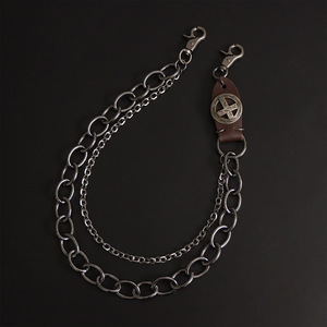 Vintage Leather <b>Cross</b> Trouser <b>Chain</b> Double Layered Chunky Metal Industrial Streetwear Waist <b>Chain</b> Hip Hop Style Daily Wear - Product Image 6